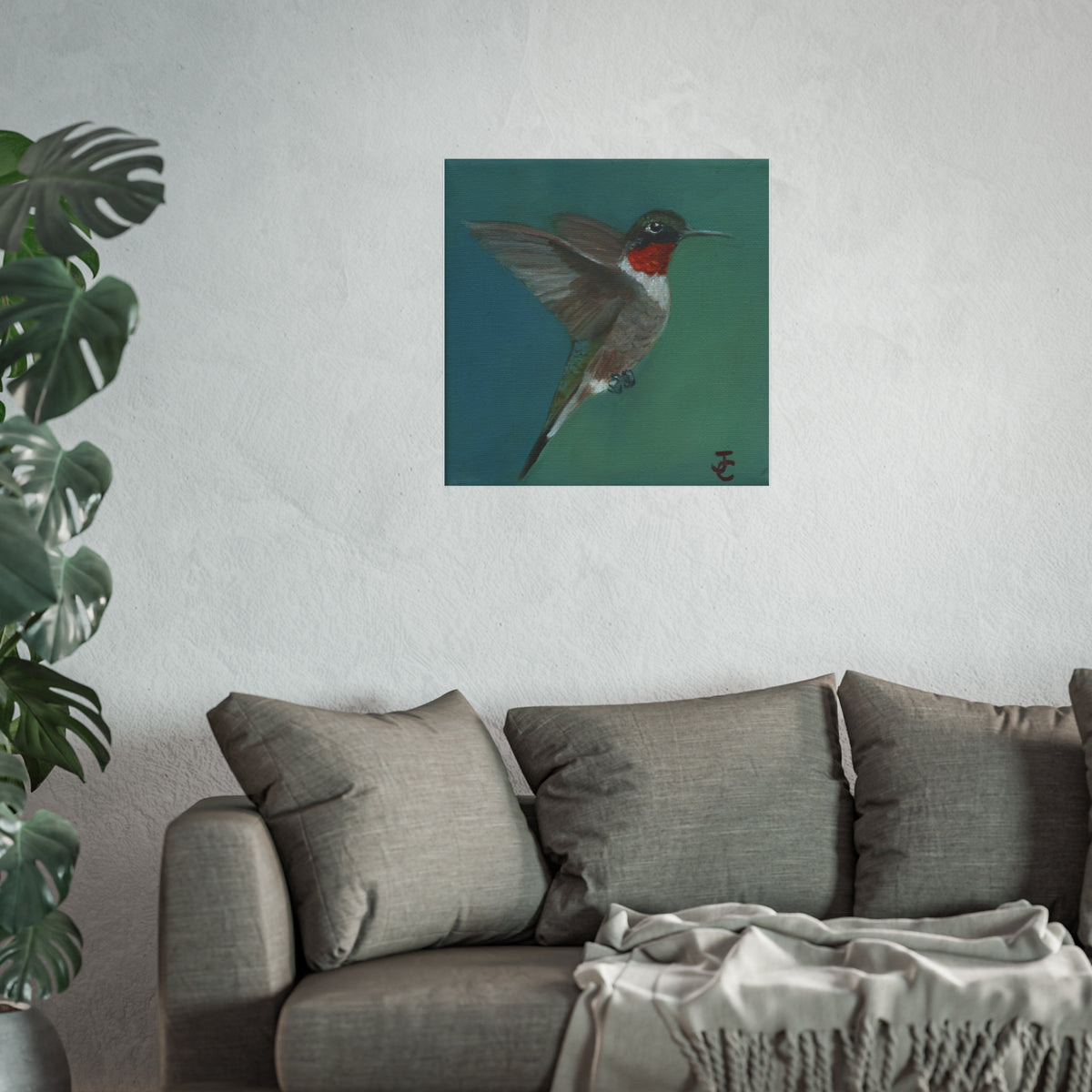 Ruby Throated Hummingbird - Print